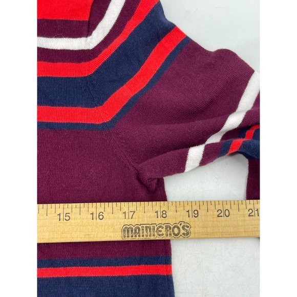 GAP Women's Knit Sweater Long Sleeve Burgundy Fall Halloween Striped Size M - Picture 6 of 7